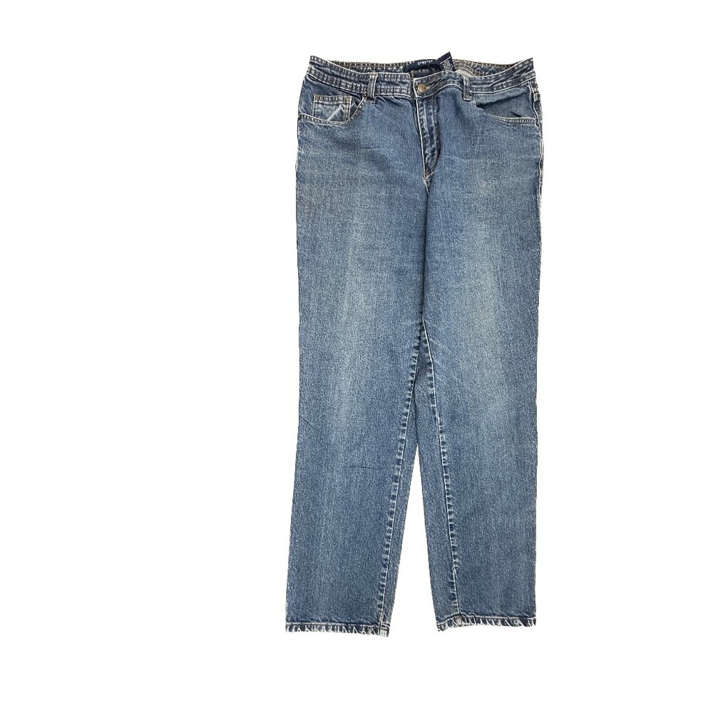 Bill Blass Straight Leg Jeans Womens 14 Blue Dark Wash Denim High Rise